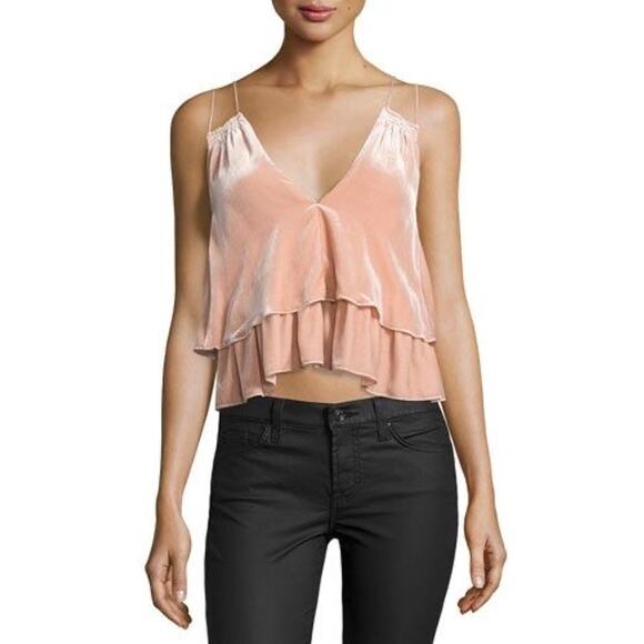 Apiece Apart Tops - Apiece apart Size 2 Sandro velvet tiered slip top peach ruffle going out top XS